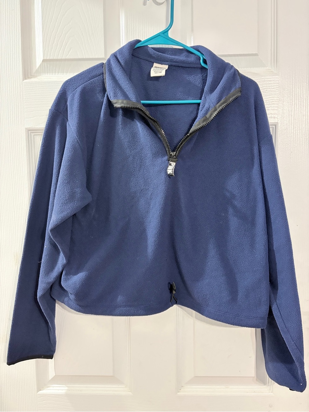 PINK Victoria's Secret Navy Blue Fleece Quarter Zip Pullover Size M
